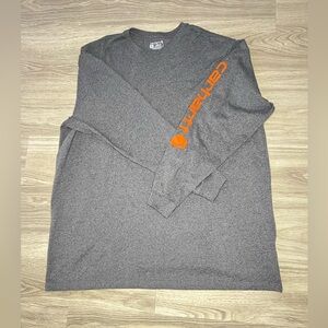 Carhartt Long Sleeve T-Shirt Mens 3XL Tall Loose Fit Gray Logo Sleeve Tee
